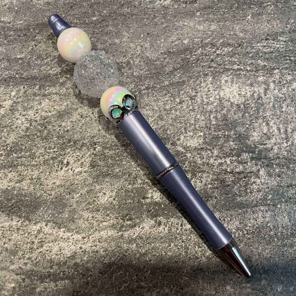 Handmade Beadable Purple Pen
